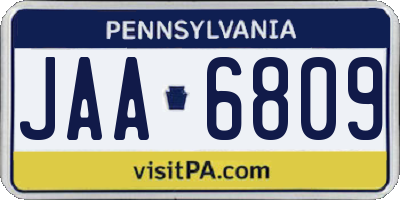 PA license plate JAA6809