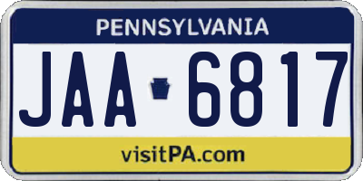 PA license plate JAA6817