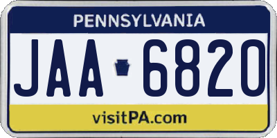 PA license plate JAA6820