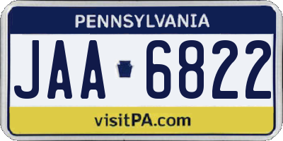 PA license plate JAA6822