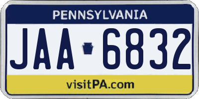 PA license plate JAA6832