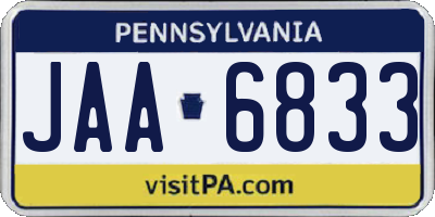 PA license plate JAA6833