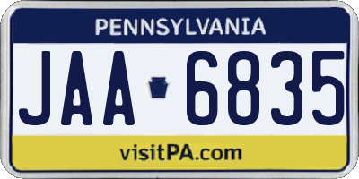 PA license plate JAA6835