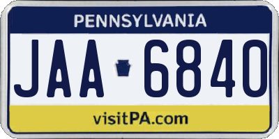 PA license plate JAA6840