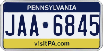 PA license plate JAA6845