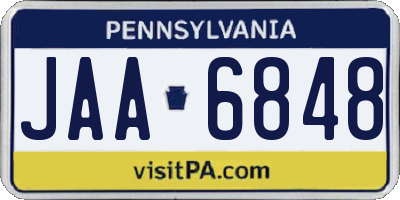 PA license plate JAA6848