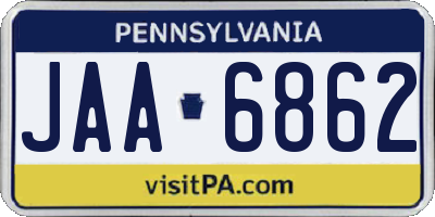 PA license plate JAA6862