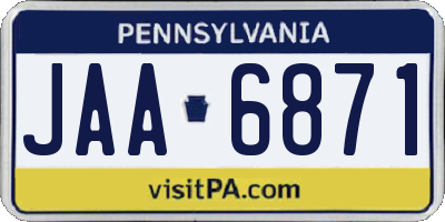 PA license plate JAA6871