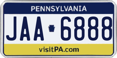 PA license plate JAA6888