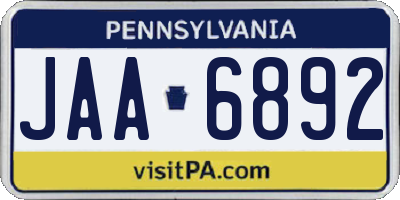 PA license plate JAA6892