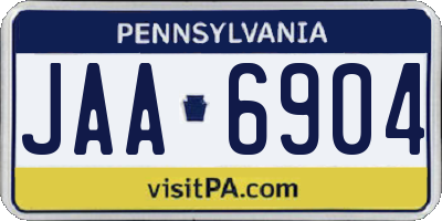 PA license plate JAA6904