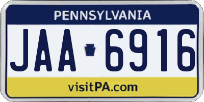 PA license plate JAA6916