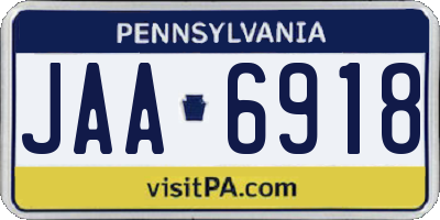 PA license plate JAA6918