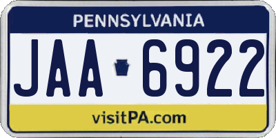 PA license plate JAA6922