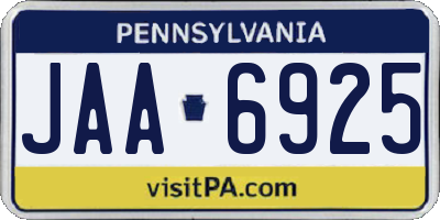 PA license plate JAA6925