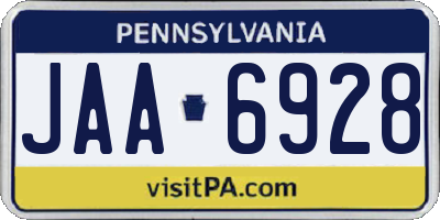 PA license plate JAA6928