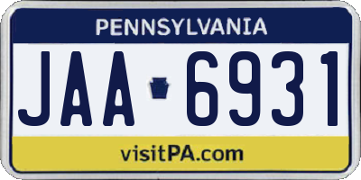 PA license plate JAA6931