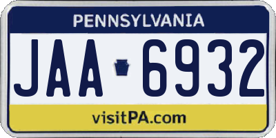 PA license plate JAA6932