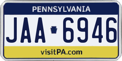 PA license plate JAA6946