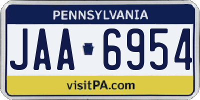 PA license plate JAA6954