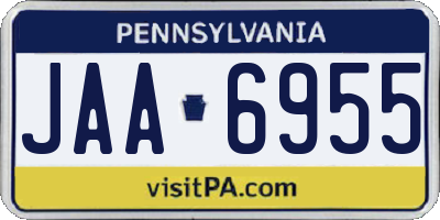 PA license plate JAA6955