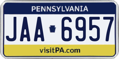 PA license plate JAA6957