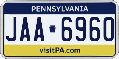 PA license plate JAA6960