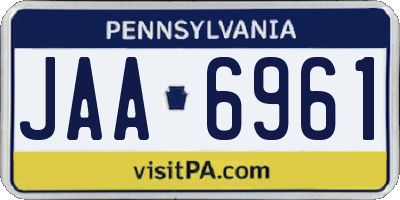 PA license plate JAA6961