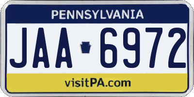 PA license plate JAA6972