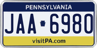 PA license plate JAA6980