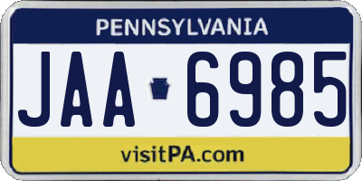 PA license plate JAA6985