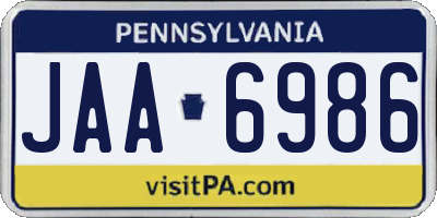 PA license plate JAA6986