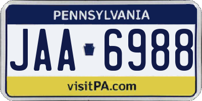 PA license plate JAA6988