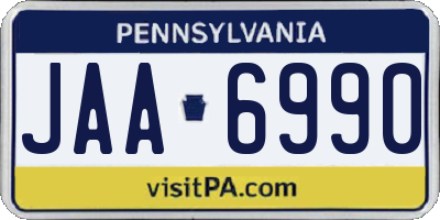 PA license plate JAA6990