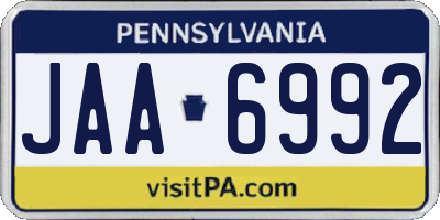 PA license plate JAA6992