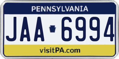 PA license plate JAA6994