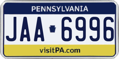 PA license plate JAA6996