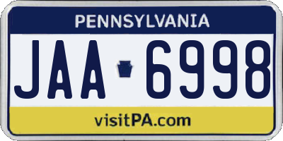 PA license plate JAA6998