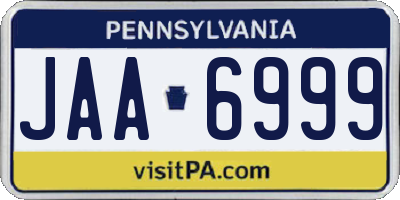 PA license plate JAA6999
