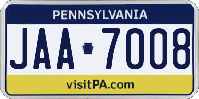 PA license plate JAA7008