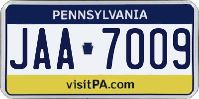 PA license plate JAA7009