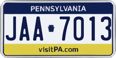 PA license plate JAA7013