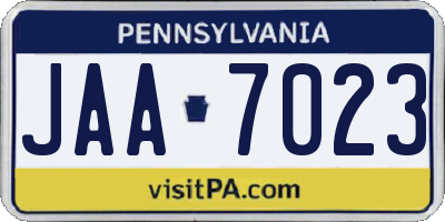 PA license plate JAA7023