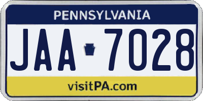 PA license plate JAA7028