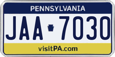 PA license plate JAA7030