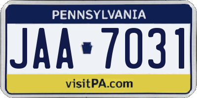 PA license plate JAA7031