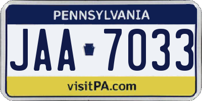 PA license plate JAA7033