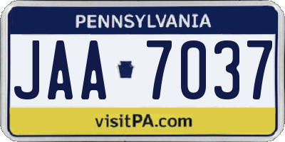 PA license plate JAA7037