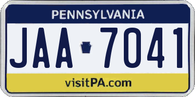 PA license plate JAA7041