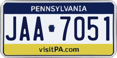 PA license plate JAA7051